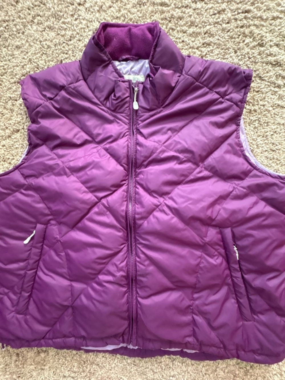 Women's Purple Cabela’s Goose Down Quilted Puffer Vest - Lightweight Sleeveless